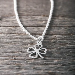 Hot Faith Silverhalsband lyckoklöver kontur