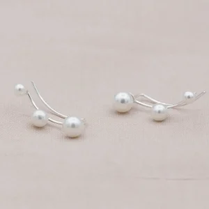 Online Faith Silverörhängen ear climber pärlor
