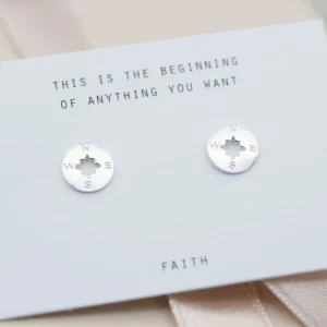 Fashion Faith Silverörhängen liten kompass
