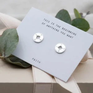 Fashion Faith Silverörhängen liten kompass