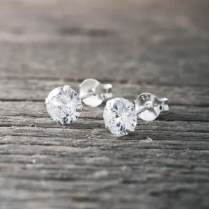 Fashion Faith Silverörhängen vit sten 4mm