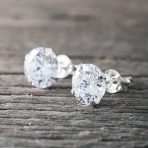 Discount Faith Silverörhängen vit sten 8mm