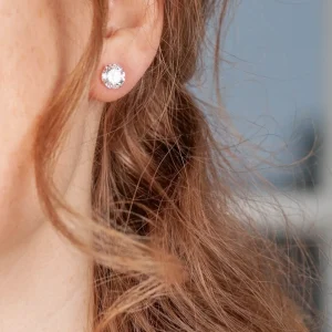 Discount Faith Silverörhängen vit sten 8mm